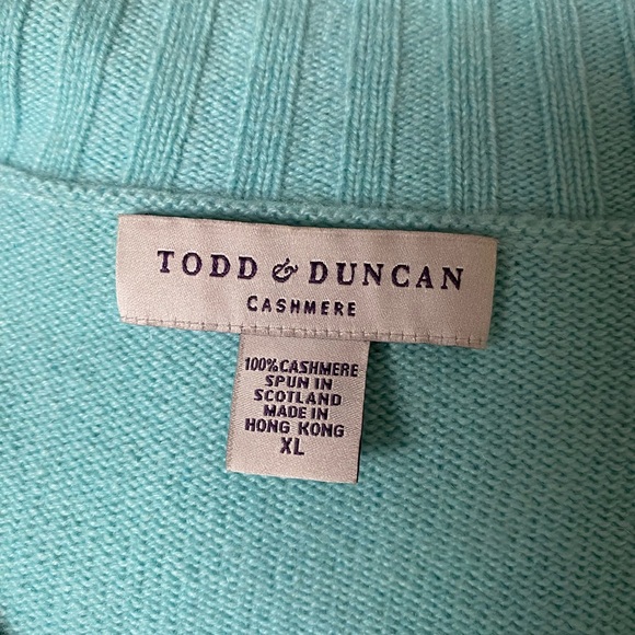 Todd & Duncan cashmere cardigan sweater XL aqua blue - Picture 3 of 3